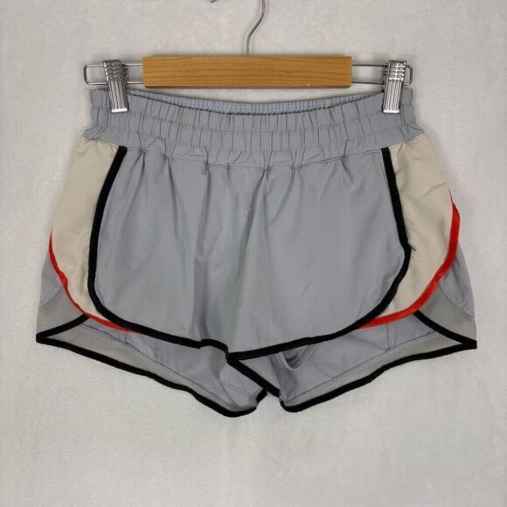 Lululemon Blue-Grey with White & Orange Sides Athletic Shorts Size 4